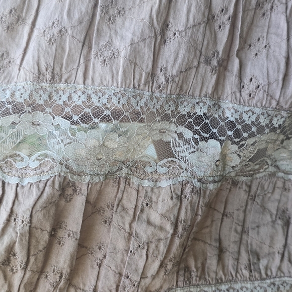 Eye Candy A-Line Tiered Skirt Eyelet Lace Ruffle Dusty Rose Pink Size M - Picture 5 of 7